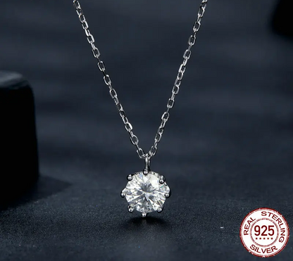 Dazzling 0.8ct Moissanite Sterling Silver Pendant Necklace - Necklaces