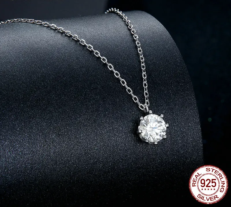 Dazzling 0.8ct Moissanite Sterling Silver Pendant Necklace - Necklaces