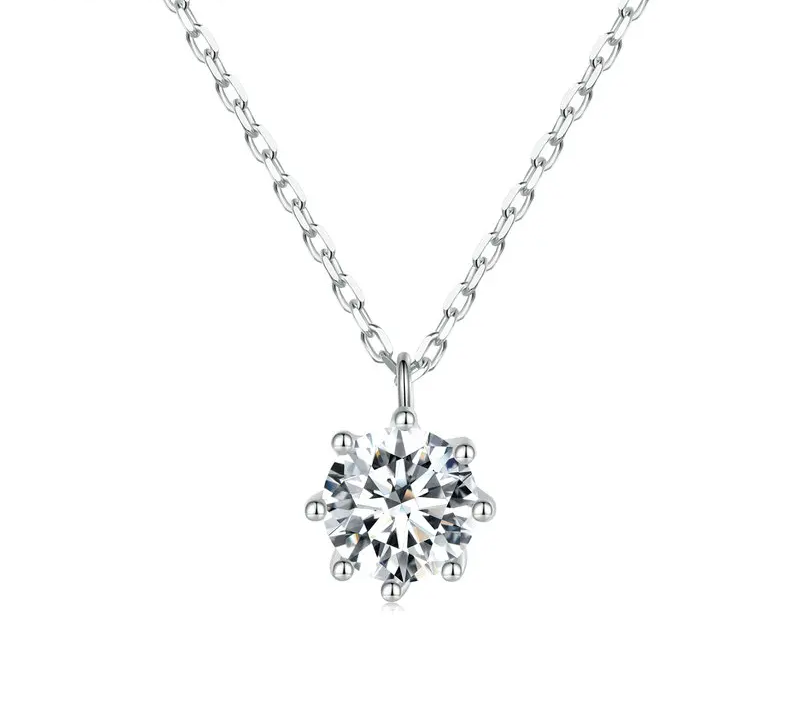 Dazzling 0.8ct Moissanite Sterling Silver Pendant Necklace - Necklaces
