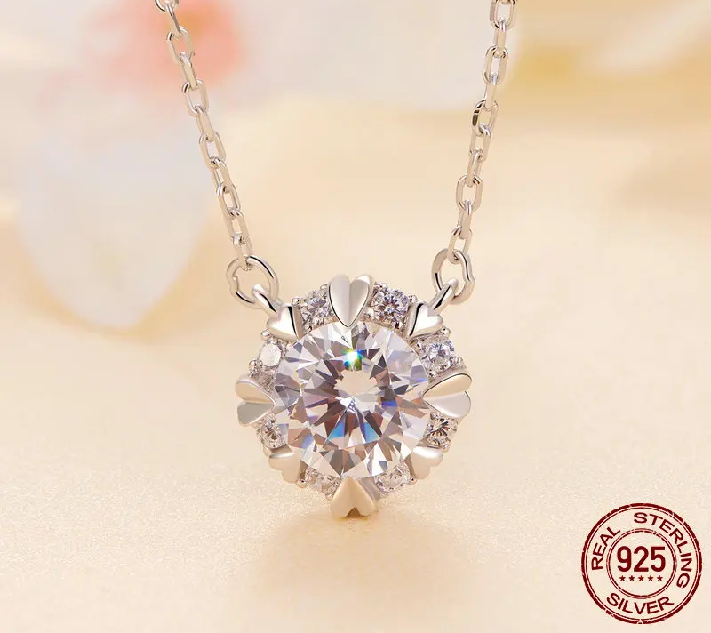 Dazzling Diamond Alternative: 1ct Moissanite Sterling Silver Pendant Necklace - Necklaces