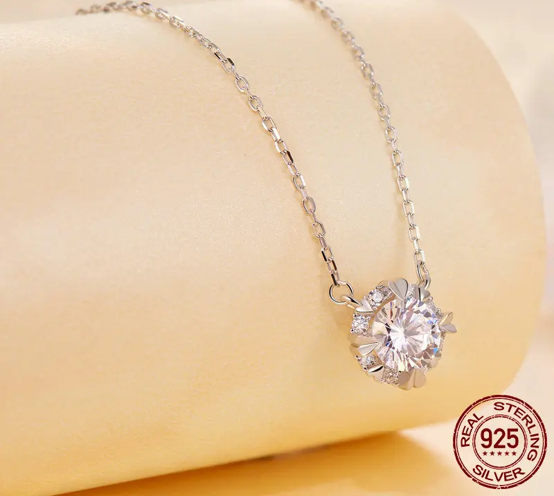 Dazzling Diamond Alternative: 1ct Moissanite Sterling Silver Pendant Necklace - Necklaces