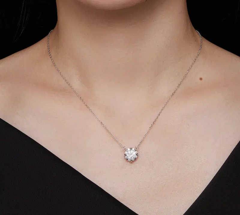 Dazzling Diamond Alternative: 1ct Moissanite Sterling Silver Pendant Necklace - Necklaces
