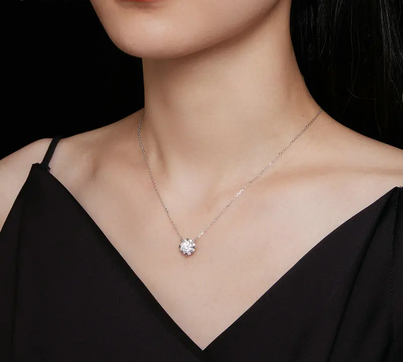 Dazzling Diamond Alternative: 1ct Moissanite Sterling Silver Pendant Necklace - Necklaces