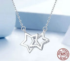 Connected Hearts: Sterling Silver Star/Heart/Cat Pendant Necklace Necklaces
