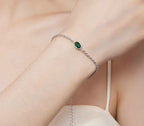 Elegant Green Zircon Chopin Sterling Silver Bracelet Bracelets