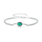 Elegant Green Zircon Chopin Sterling Silver Bracelet Bracelets