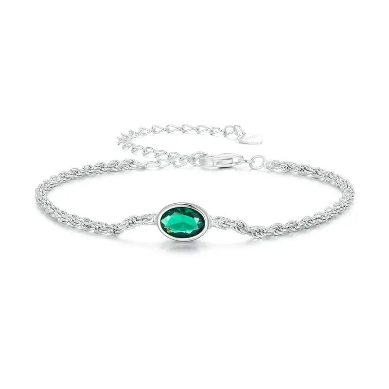 Elegant Green Zircon Chopin Sterling Silver Bracelet - Bracelets