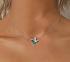 Elegant Sterling Silver Hummingbird Pendant Necklace Necklaces
