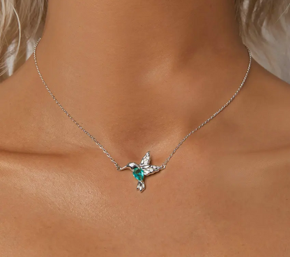 Elegant Sterling Silver Hummingbird Pendant Necklace - Necklaces