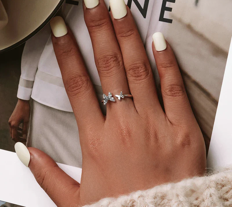 Dazzling Butterfly Sterling Silver Open Ring: A Symbol of Freedom - Rings