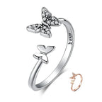 Dazzling Butterfly Sterling Silver Open Ring: A Symbol of Freedom Rings