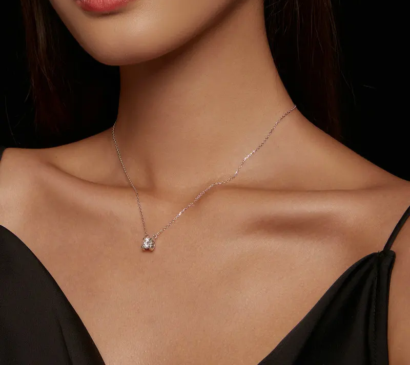 Radiant 1ct Moissanite Sterling Silver Pendant Necklace - Necklaces