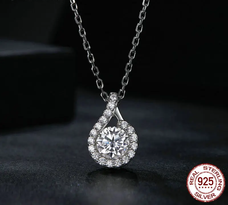 Dazzling 1ct Moissanite Sterling Silver Pendant Necklace - Necklaces