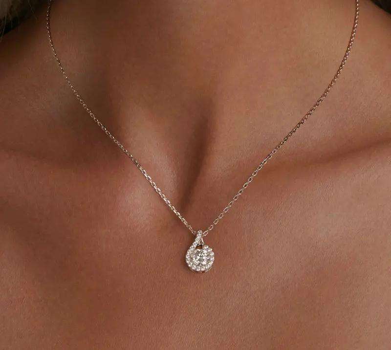 Dazzling 1ct Moissanite Sterling Silver Pendant Necklace - Necklaces