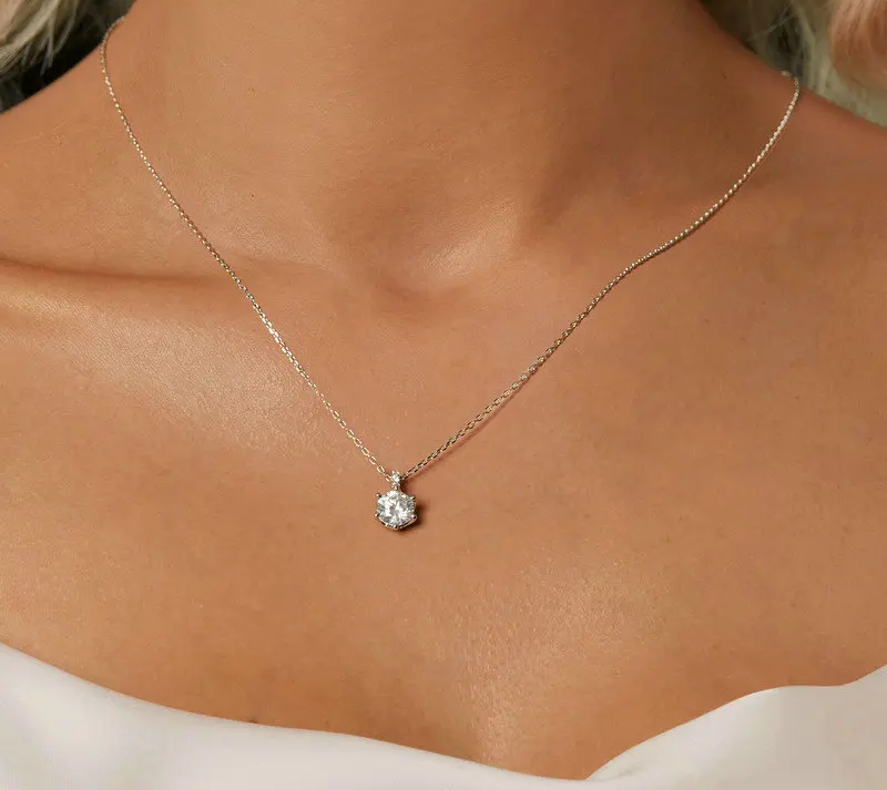 Glamorous Gem 1ct Moissanite Sterling Silver Pendant Necklace - Necklaces