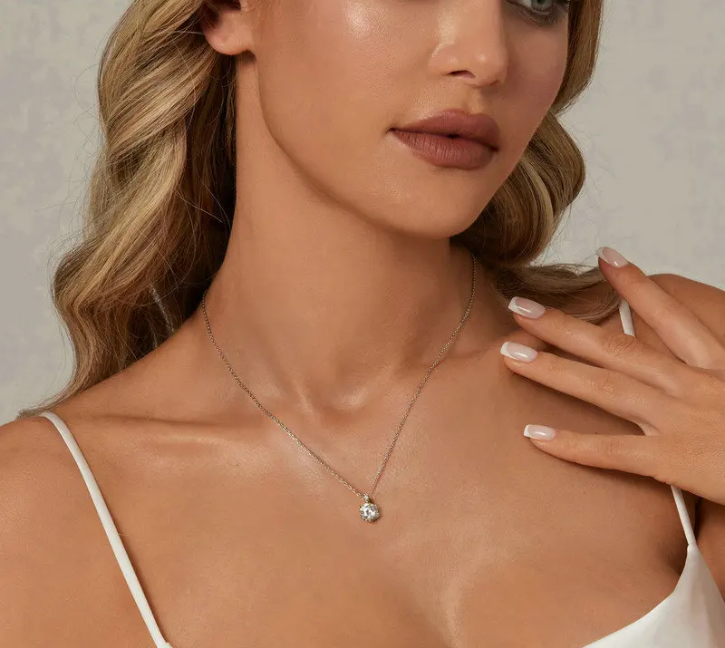 Glamorous Gem 1ct Moissanite Sterling Silver Pendant Necklace - Necklaces
