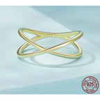 Breathtaking 14K Gold Plated X Ring Elegant Minimalist 925 Sterling Silver Cross For Women Promise Jewelry Scr543 Rings