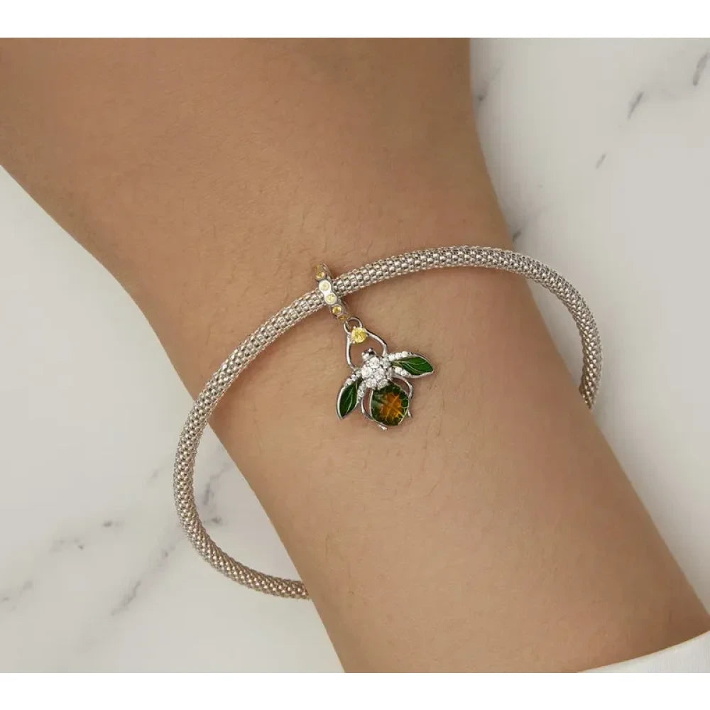 Buzzing with Charm: 925 Silver Lemon Bee Pendant for Bracelets & Bangles - Charms