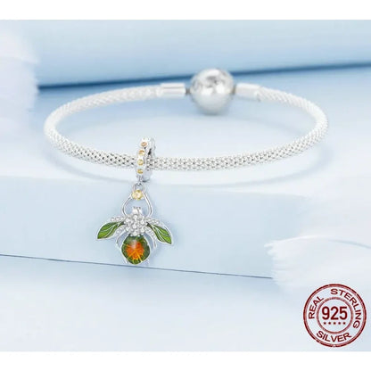 Buzzing with Charm: 925 Silver Lemon Bee Pendant for Bracelets & Bangles - Charms