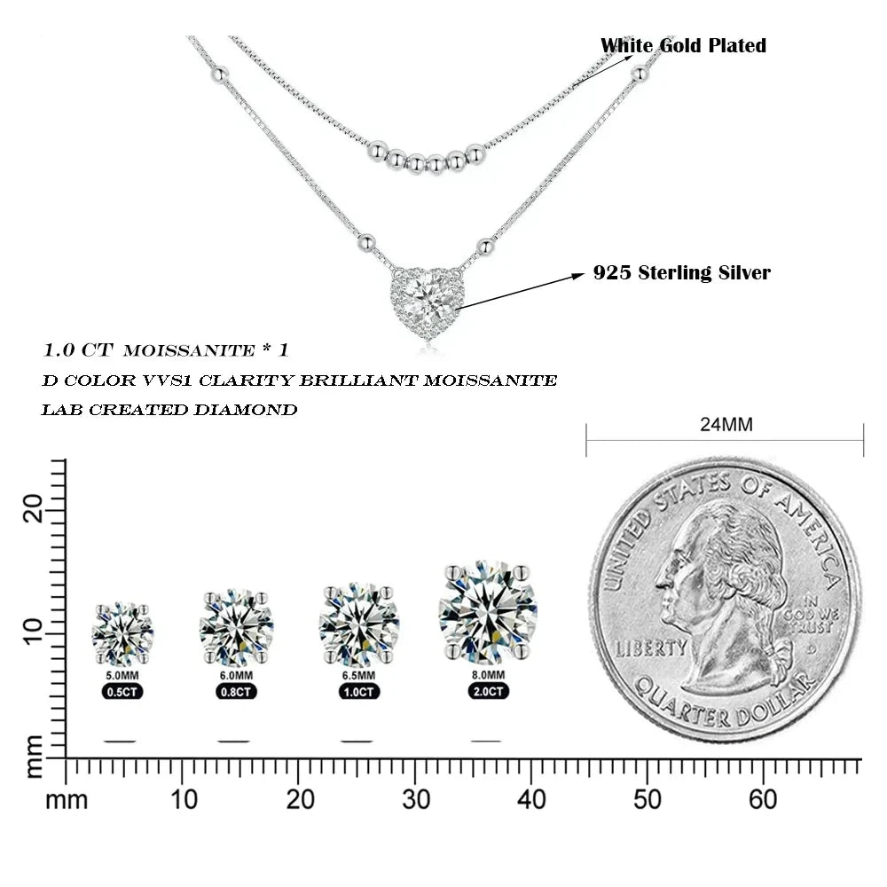 Capture Her Heart with Dazzling Brilliance: 1CT Moissanite Necklace - Necklaces