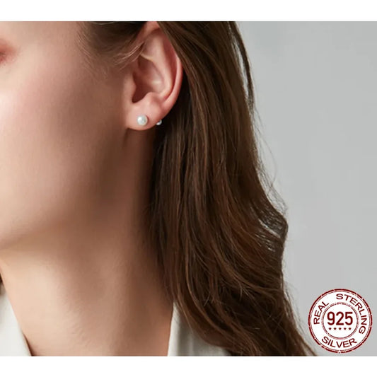 Charm and Elegance: 925 Sterling Silver Pearl Beads Screw Stud Earrings