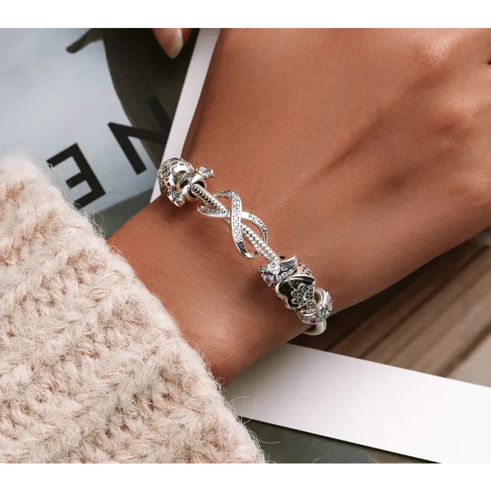 Dazzle in Elegance with 925 Sterling Silver CZ Beads for Bracelets & Bangles - Charms