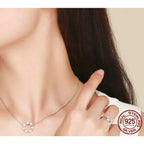 Dazzling Starry Night: 925 Silver Necklace & Ring Set With Cubic Zirconia Jewelry Sets