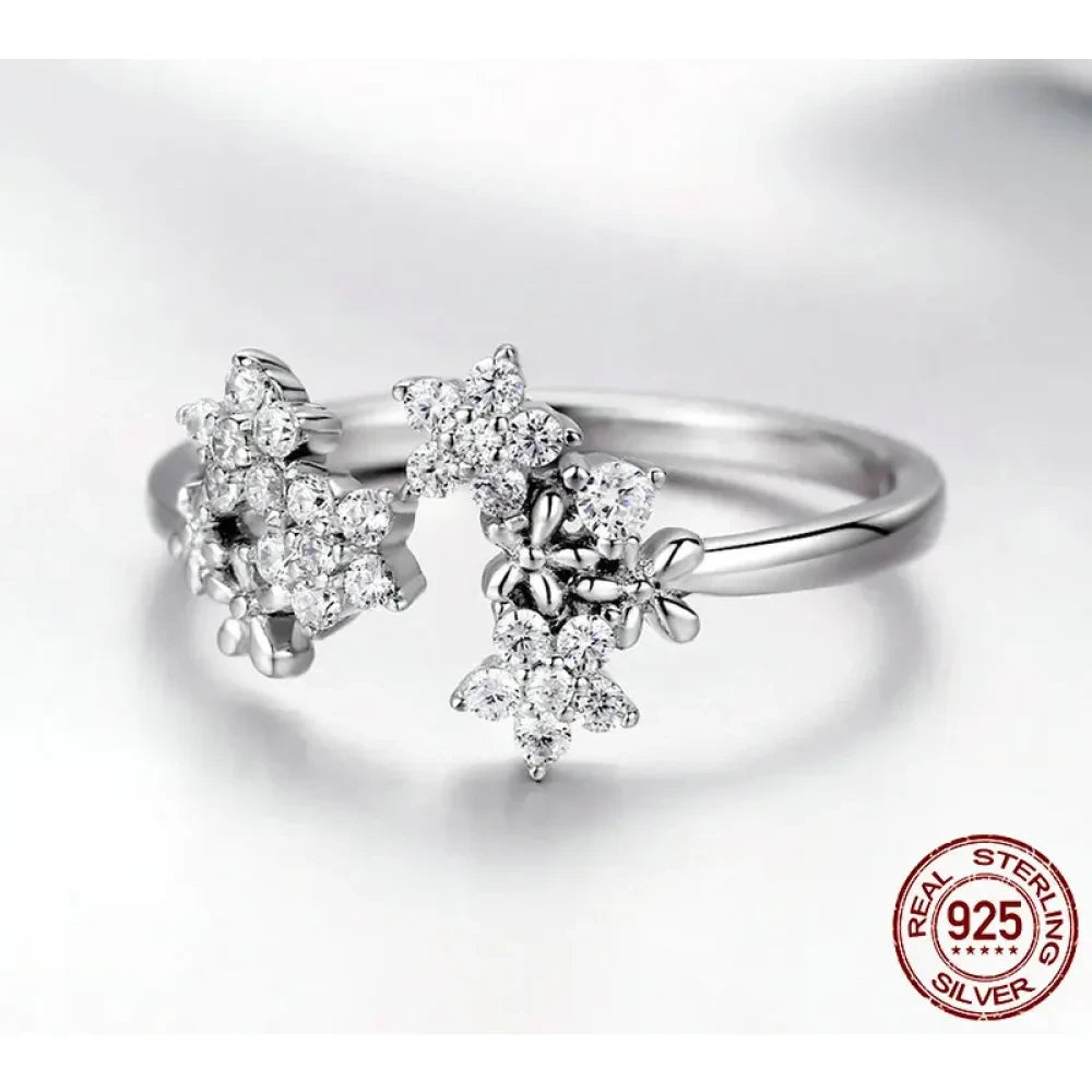Dazzling Starry Night: 925 Silver Necklace & Ring Set with Cubic Zirconia - Jewelry Sets