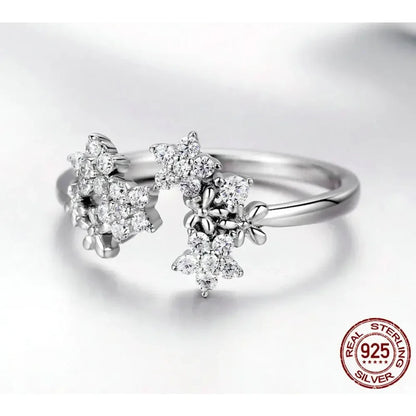 Dazzling Starry Night: 925 Silver Necklace & Ring Set with Cubic Zirconia - Jewelry Sets