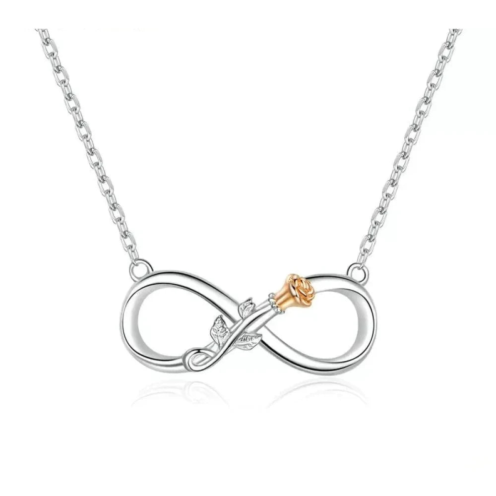 Delicate Rose: Sterling Silver Choker Necklace with Infinity Design - Necklaces