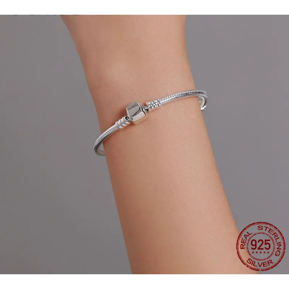 Exquisite 925 Sterling Silver Snake Chain Bangle & Bracelet | Luxury jewellery 17-22CM PAS902 - Charm Bracelets