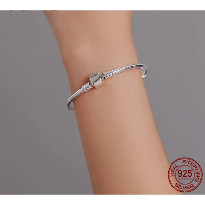 Exquisite 925 Sterling Silver Snake Chain Bangle & Bracelet | Luxury jewellery 17-22CM PAS902 - Charm Bracelets
