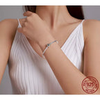 Exquisite 925 Sterling Silver Snake Chain Bangle & Bracelet | Luxury Jewelry 17 22Cm Pas902 Charm Bracelets