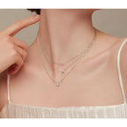 Gorgeous Shiny Choker 925 Sterling Silver Geometric Cut Zircon Pendant Necklace Necklaces