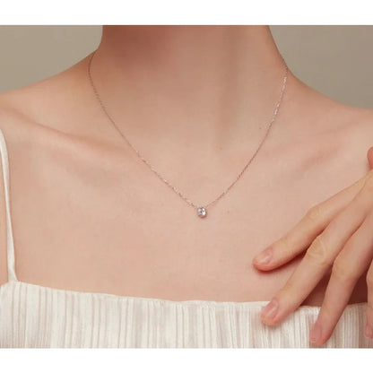 Gorgeous Shiny Choker - 925 Sterling Silver Geometric Cut Zircon Pendant Necklace - Necklaces