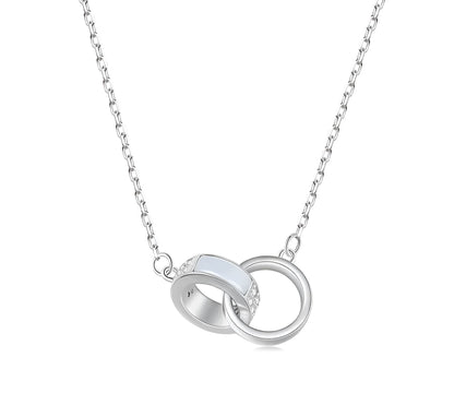 Interlocking Circles: Sterling Silver Double Ring Chain Necklace - Necklaces