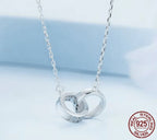 Interlocking Circles: Sterling Silver Double Ring Chain Necklace Necklaces