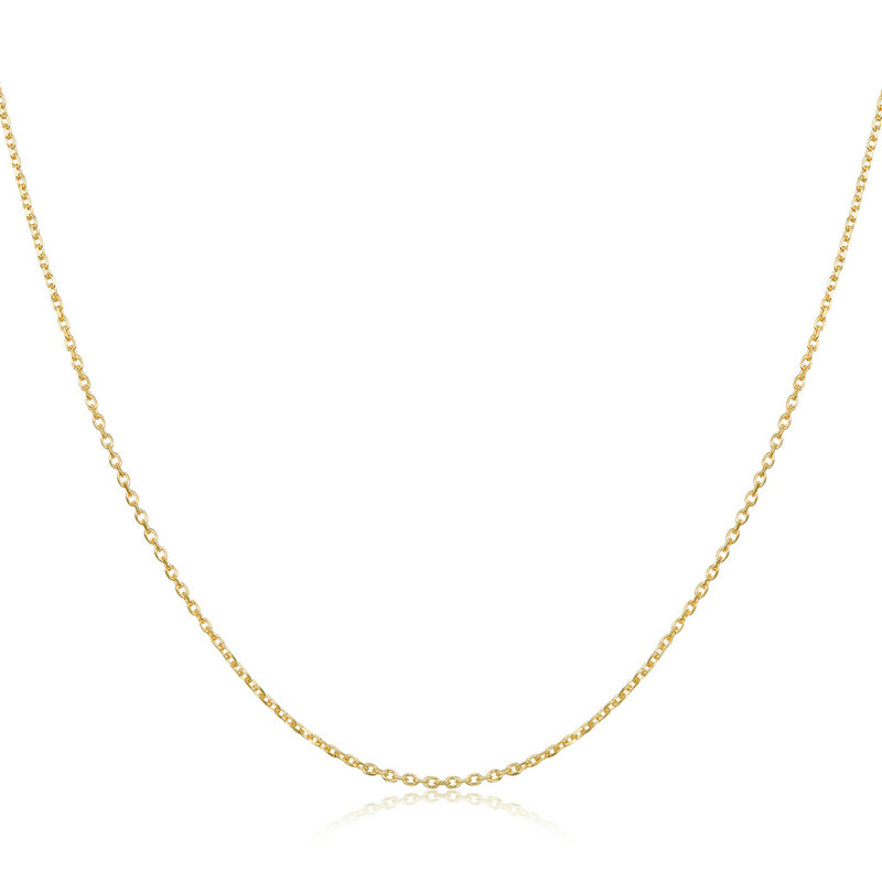 Authentic Gold Color 925 Sterling Silver Basic Cable Chain Necklace - SCA016 - Plated / 40Cm - Necklaces