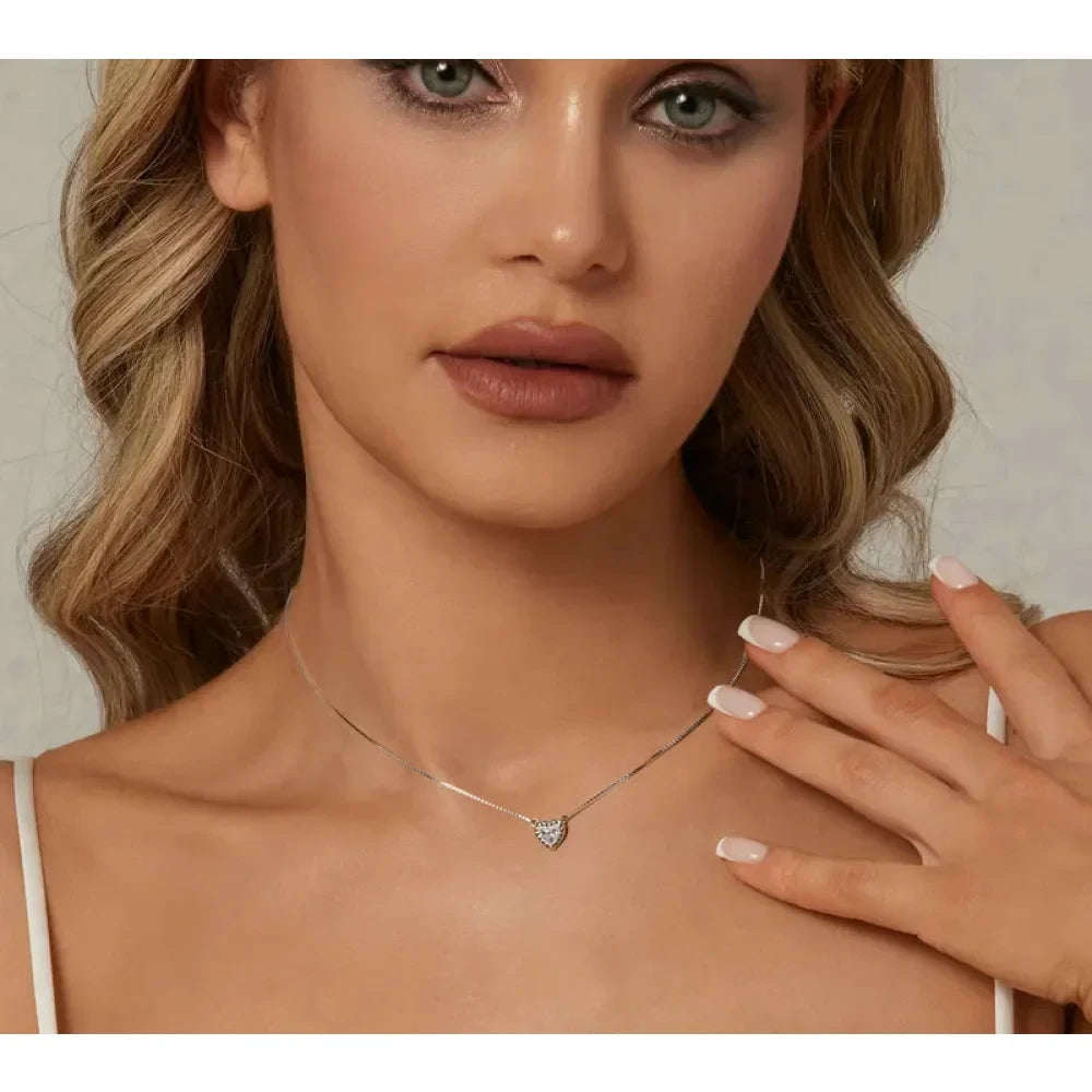 Make Her Heart Sparkle with Love: Stunning Moissanite Necklace - Necklaces