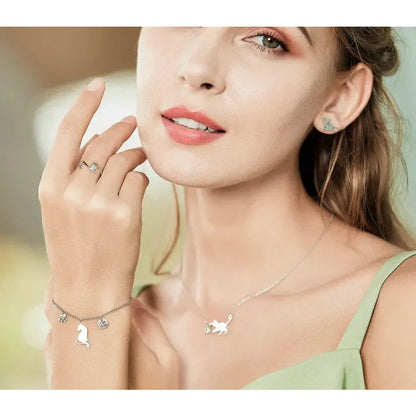 Playful Feline: Adjustable Sterling Silver Cat Ring with Long Tail - Rings