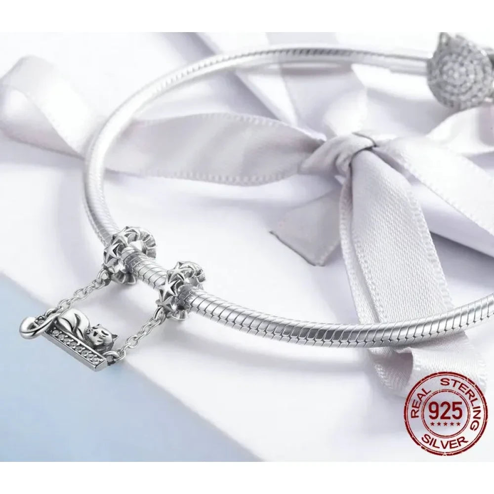Purrfectly Celestial: Adorable Cat Star Charm (925 Silver) - Charms