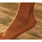Simple Essential Bead Link Anklets 925 Sterling Silver Bracelet For Foot Jewelry