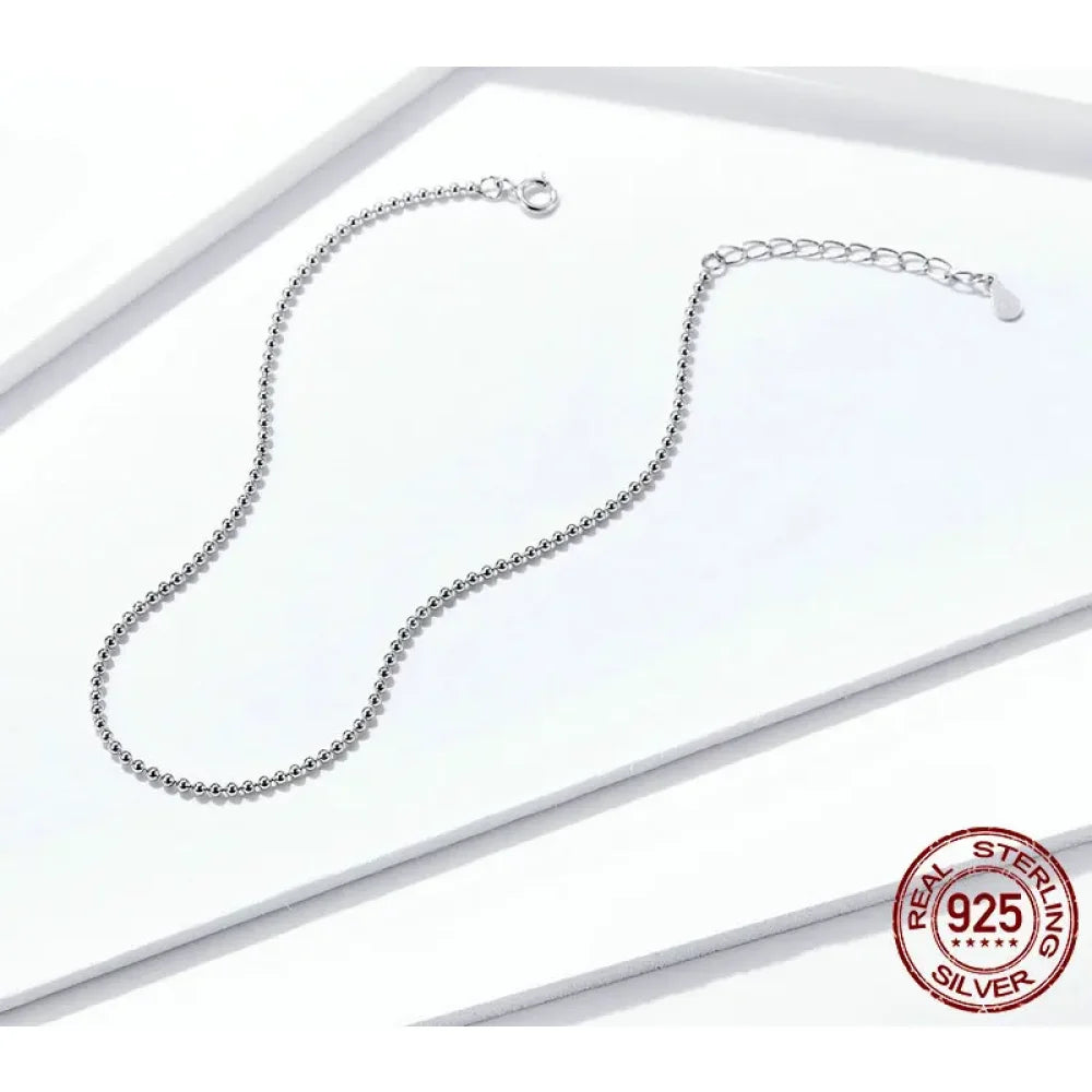 Simple Essential Bead Link Anklets - 925 Sterling Silver Bracelet for Foot jewellery