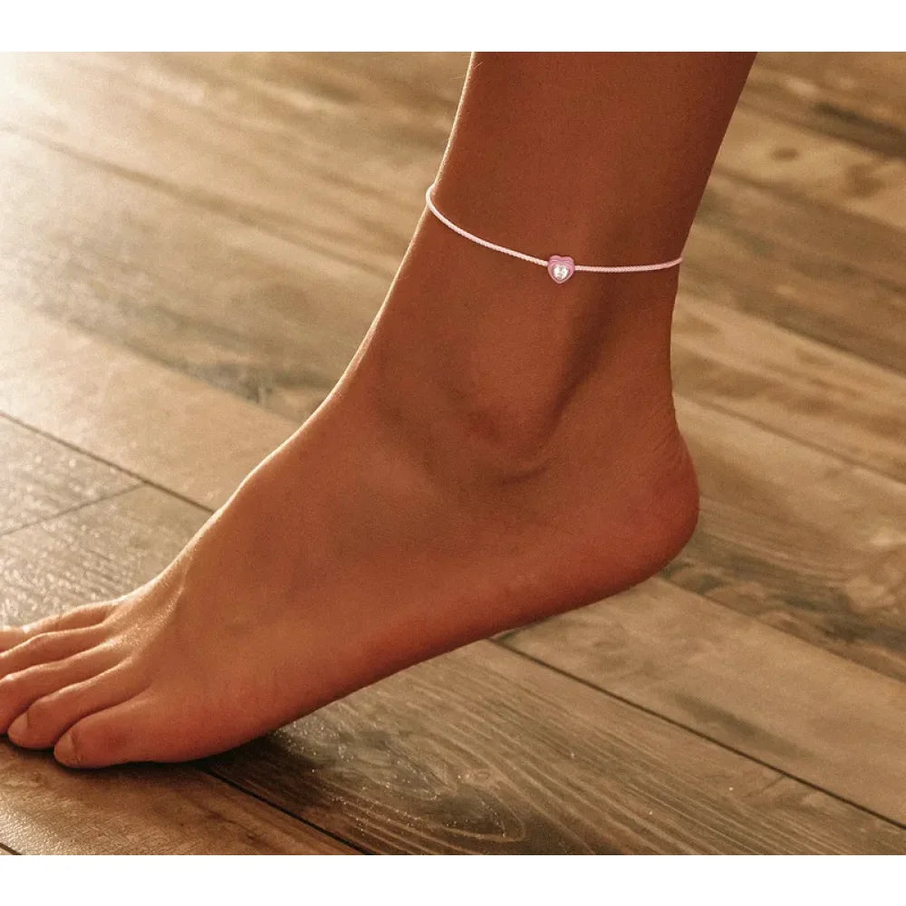Simple Heart Silver Anklet | 925 Sterling Bracelet for Women | Trendy Fashion Foot jewellery - Anklets