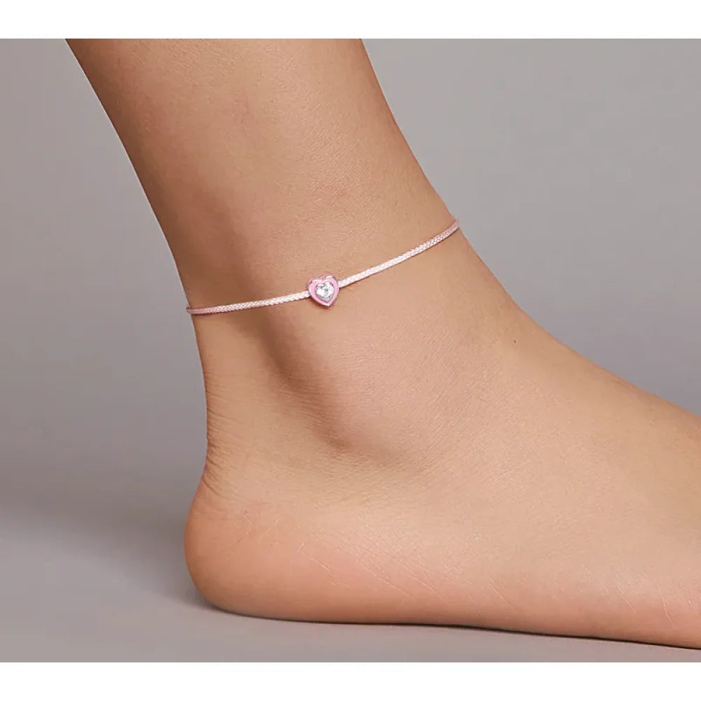 Simple Heart Silver Anklet | 925 Sterling Bracelet for Women | Trendy Fashion Foot jewellery - Anklets