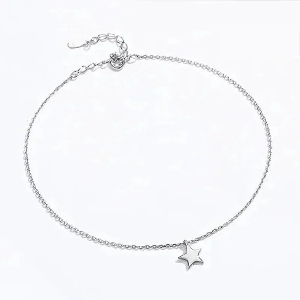 Simple Star Silver Anklet | 925 Sterling Bracelet for Women | Fashion Foot jewellery SCT009 - Anklets