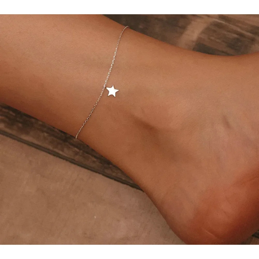 Simple Star Silver Anklet | 925 Sterling Bracelet for Women | Fashion Foot jewellery SCT009 - Anklets