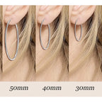 Stylish 925 Sterling Silver Large Hoop Earrings for Women Trendy Circle Endless Huggie Big Hoops (30/40mm)