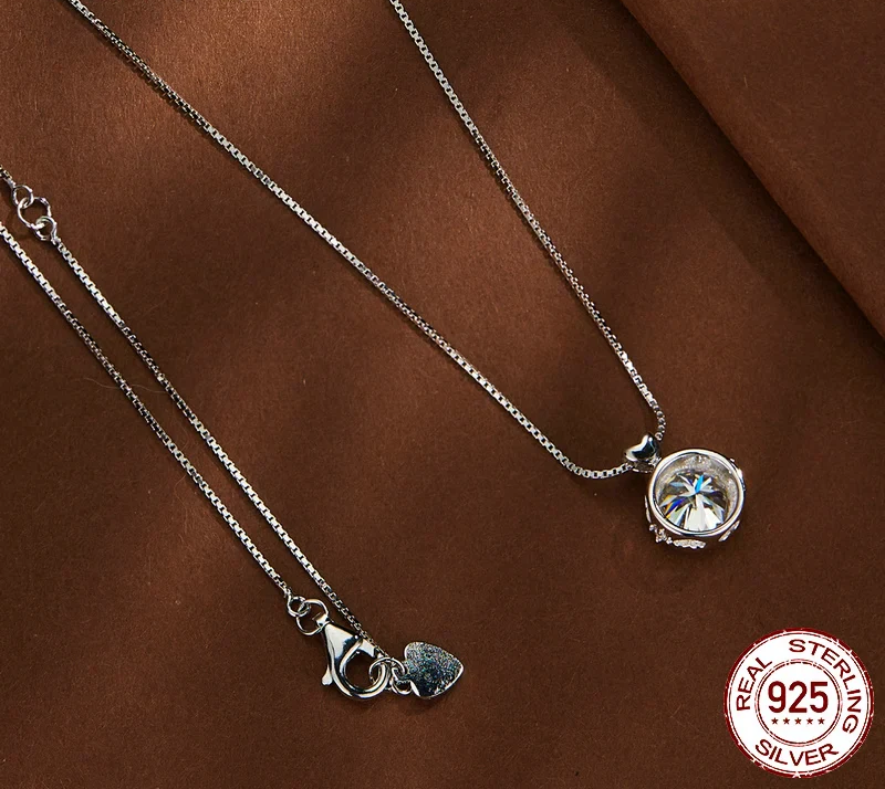 Timeless Elegance: 1.0 Carat Moissanite Sterling Silver Little Heart Chain Pendant Necklace - Necklaces