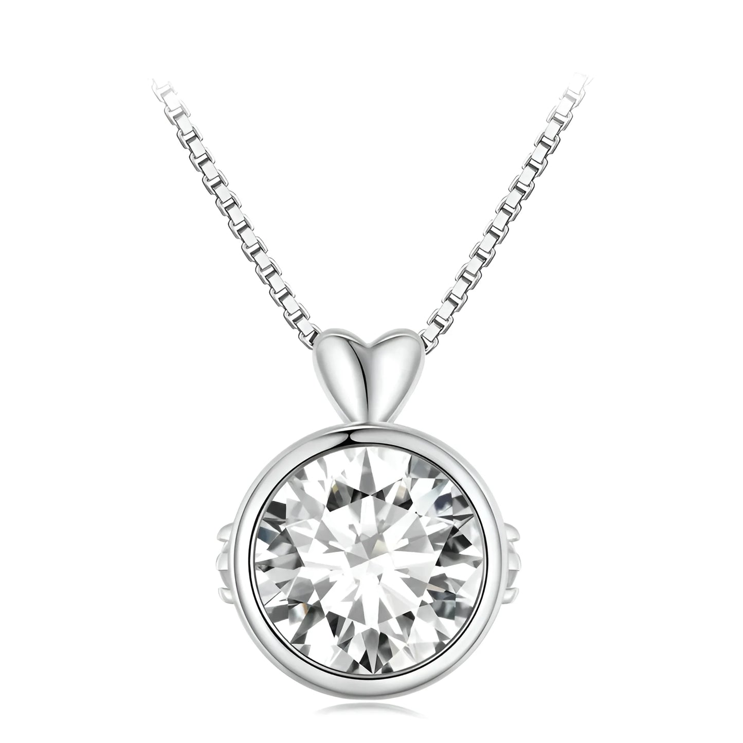 Timeless Elegance: 1.0 Carat Moissanite Sterling Silver Little Heart Chain Pendant Necklace - Necklaces